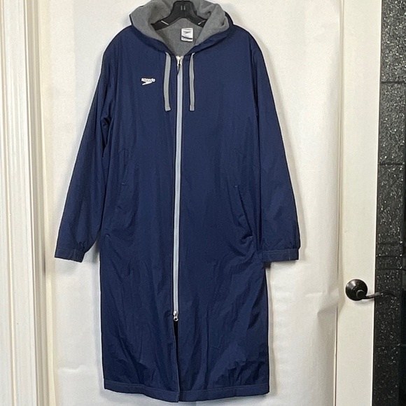 Speedo Other - Speedo Unisex Navy Hooded Fleece Lined Swim/Rain Parka Jacket Size Small Adult